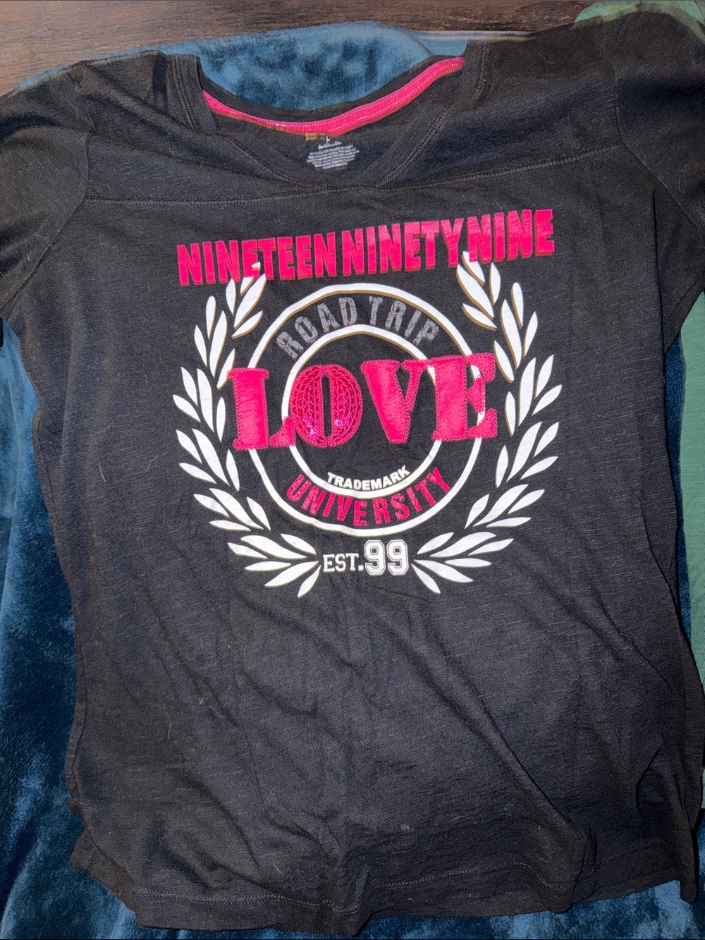 SO Black Tee with Pink & White LOVE Graphic